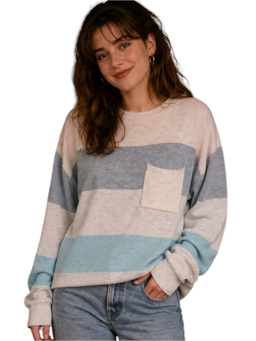 Love Stitch Angora Wool Blend Colorblock Sweater Women’s L Retro